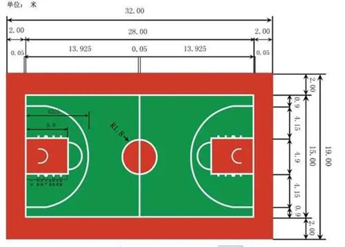 哈爾濱標(biāo)準(zhǔn)藍(lán)球場地劃線施工